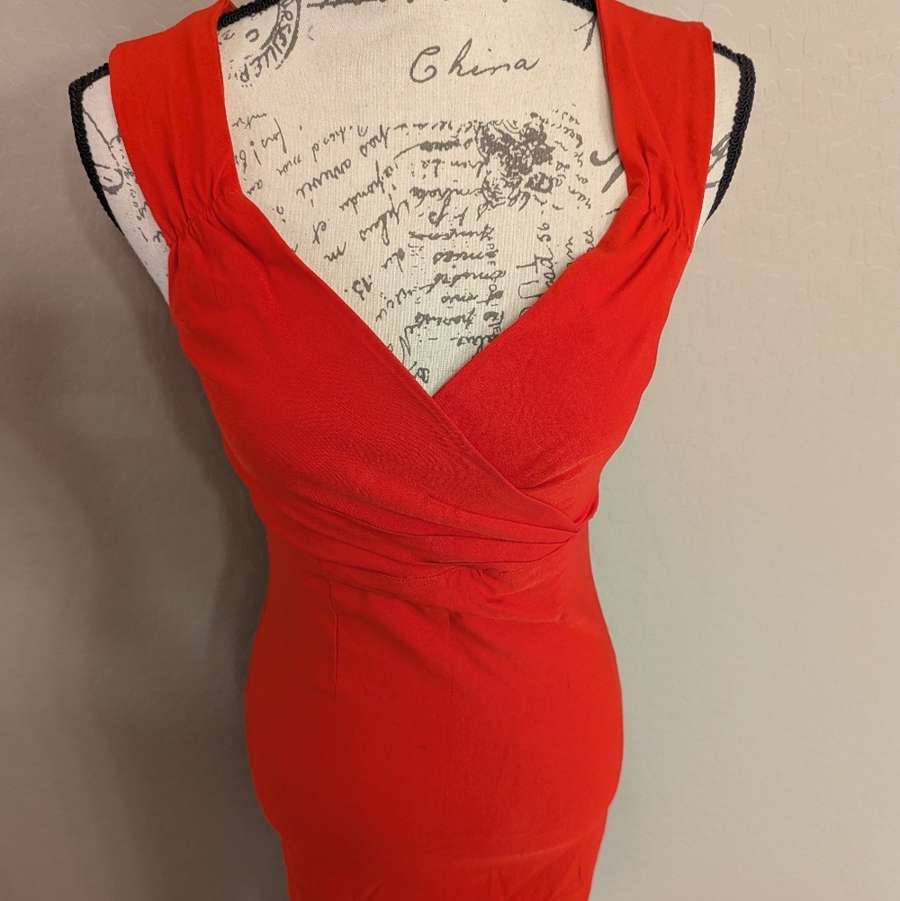 Rock Steady Elegant Classic Red Sleeveless Dress Faux Vintage Style Size 6 - Picture 2 of 5